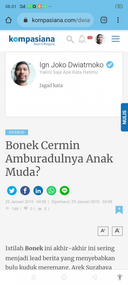 tulisan pertama di Kompasiana (dokpri)