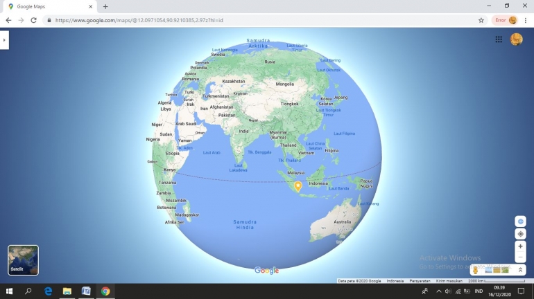 Screenshot/Tampilan Maps yang mirip globe