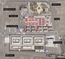 Citra satelit kamp re-edukasi etnis Uighur di Xinjiang, Cina. | (Planet Labs via Associated Press/AP) whyy.org