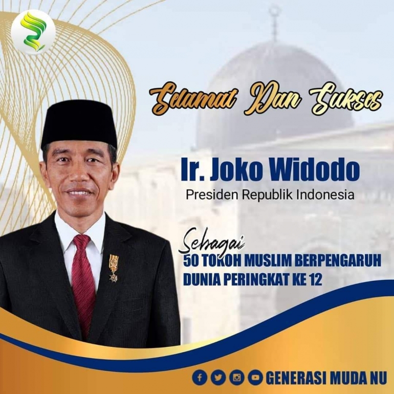 Presiden Jokowi peringkat ke 12 dari 50 tokoh muslim berpengaruh didunia/dokumen samhudibae