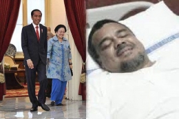 Jokowi Megawati di Istana sedangkan HRS di RS UMMI bogor. Sumber foto : tribunnews.com