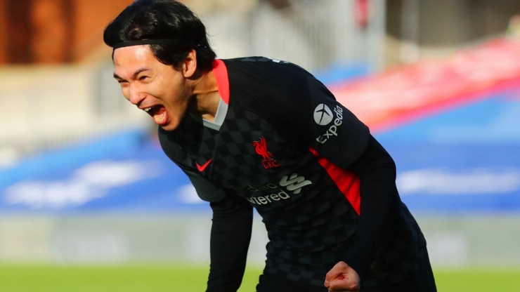 Takumi Minamino mencetak gol pertama di Liga Primer bersama Liverpool (Foto Skysports.com) 