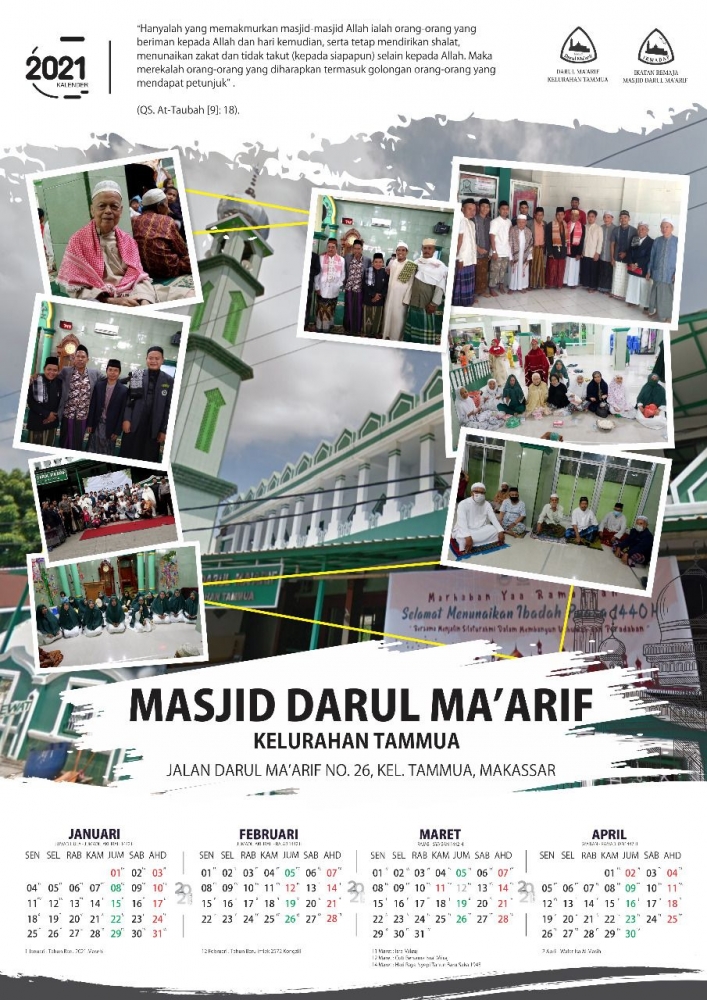 Penggalangan dana dengan penjualan kalender digelar di Masjid Darul Ma'arif, Jl Darul Ma'arif Kecamatan Tallo, Kelurahan Tammua, Kota Makassar. | dokpri