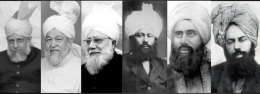 Mirza Ghulam Ahmad (kanan), pendiri Ahmadiyah dan para khalifah Ahmadiyah sesudahnya (warta-ahmadiyah.org)