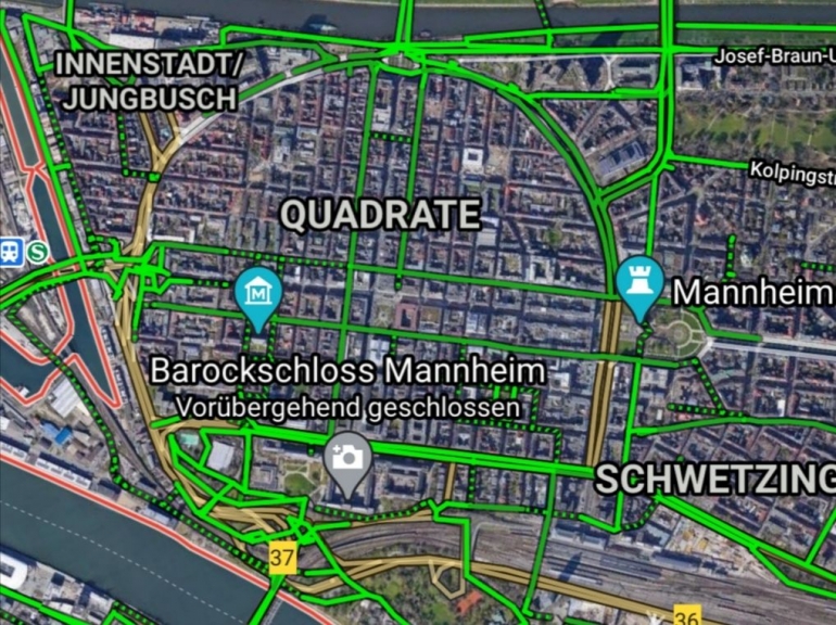Tata kota kuadrat Mannheim - tangkapan layar Googlemaps/dok. HennieTriana