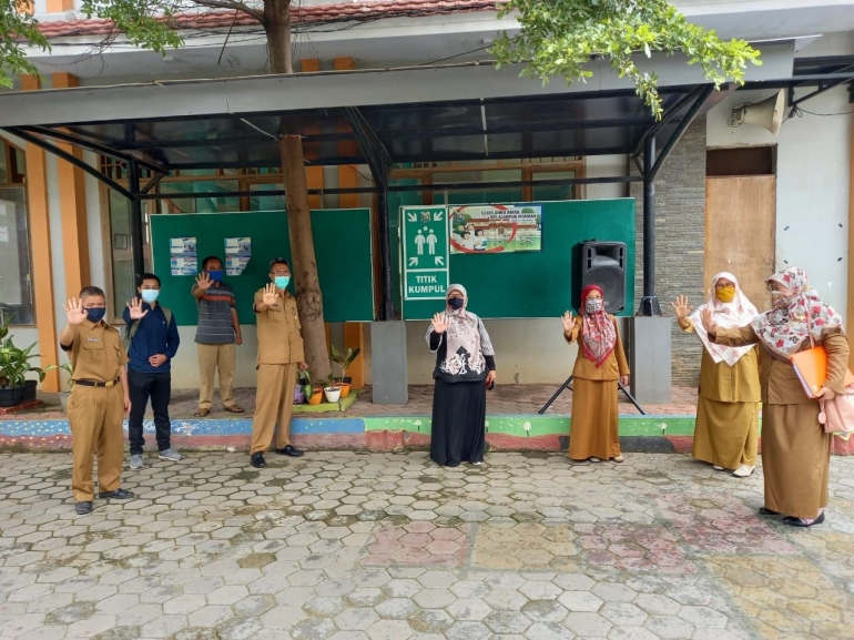 Titik kumpul aman di SMPN 19 Bekasi | dokpri