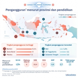 Penggaguran Menurut Tingkat Pendidikan dan Provinsi di Indonesia 2019 ( Source : Lokadata)