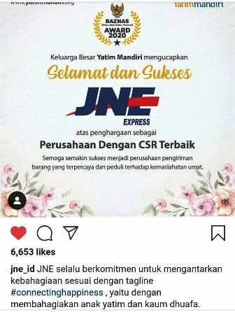 Bahagia akan berlipat ganda ketika kita meraihnya bersama (Instagram JNE Express)