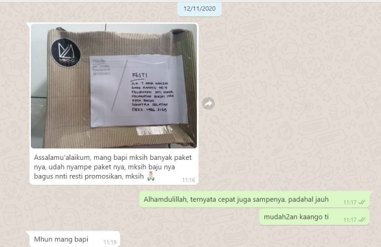 Chat Salah Satu Kerabat Ketika Menerima Paket Kejutan (Sumber: Dokpri)