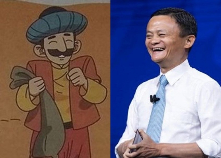 Ilustrasi Ali Baba dan Jack Ma (sumber: ceritadongengrakyat.com dan pramborsfm.com)