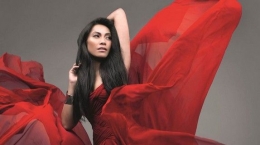 Pesona Anggun dalam balutan gaun berwarna merah (foto: http://www.chartsinfrance.net/)