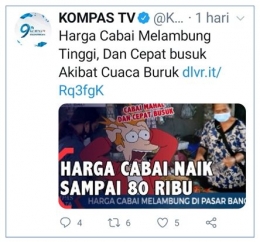 Tangkapan layar twitter Kompas TV 