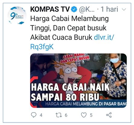 Tangkapan layar twitter Kompas TV