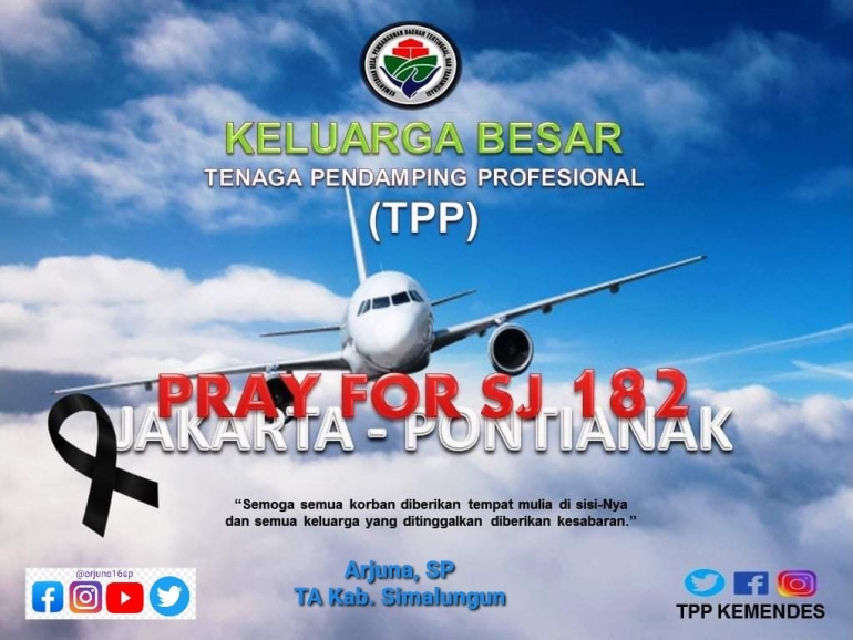 Pray For SJ182 dari Keluarga Besar TPP Kemendes/dok.TPP Kemendes