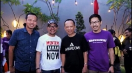Nurul Uyuy alias Nurulloh bersama Pepih Nugraha, Iskandar Zulkarnain, dan Hanif Dakhiri, mantan menteri ketenagakerjaan kabinet 2014-2019 (sumber: Facebook Nurul Uyuy)