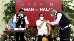 Presiden Joko Widodo (Jokowi) akan disuntik vaksin covid-19 pertama. (Source: Tribunnews.com)