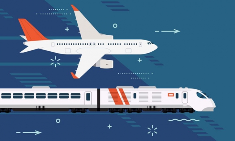 Pesawat vs Kereta cepat di beberapa negara. Sumber: www.globalrailway.com