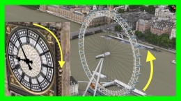 www.youtube.com - Perjalanan waktu manusia, bergerak detik demi detik lewat Big Ben, selaras dengan "London Eyes", si bianglala raksasa, I tepi Sungai Thames .....