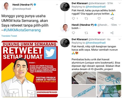 Kesertaan promo UMKM Semarang lewat akun Walikota Semarang (dokpri)
