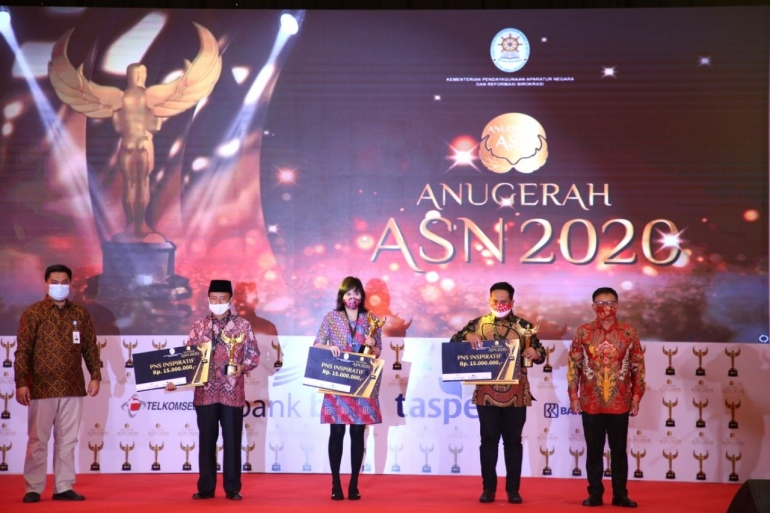Deskripsi : Anugerah ASN 2020 kategori ASN Inspiratif I Sumber Foto : analisnews
