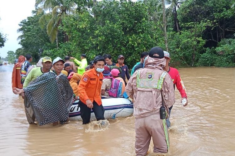 Banjir Kalimantan Selatan (Kalsel) pada Jumat (15/1/2021)(Humas BNPB via kompas.com)