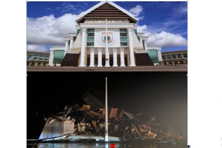 Kondisi Kantor Gubernur Sulawesi Barat Pasca Gempa. Sumber: Antara
