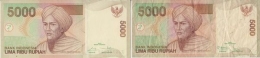 Ilustrasi uang Rp5.000 dalam kondisi baru (kiri) dan uang Rp5.000 pernah dipakai bertransaksi (kanan)/Dokpri