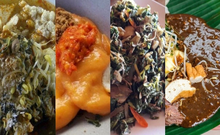 Ilustrasi 4 kuliner Indonesia dengan legenda yang menarik (sumber: idntimes.com, akurat.co, fimela.com, intisari.grid.id)