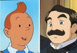 Tintin (kiri) dan Hercule Poirot. (Foto: tintin.fandom.com dan poirotblog.wordpress.com)