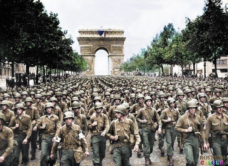 Pasukan US Army ketika memasuki Perancis.  Era 2021 peran itu diambil alih virus.  (Foto: Royston Leonard)