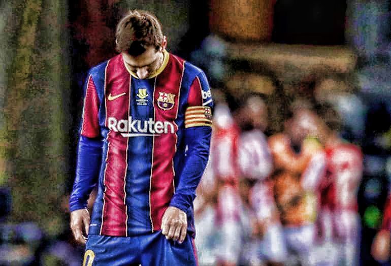 Lionel Messi seusai Kartu Merah I Gambar : edit Caughof Inside