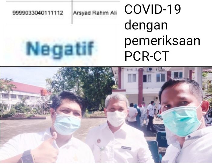 Negatif Covid-19 dengan pemeriksaan PCR-CT pada teman sekantor positif Covid-19Semoga bisa menjadi Agen Kebal. Doc.pribadi