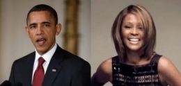 Mantan Presiden USA Obama dan Whitney Houston_Sumber:wow keren.com