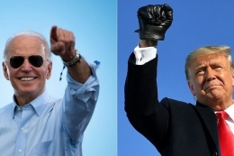 Joe Biden dan Donald Trump. (Foto: AFP/MANDEL NGAN AND JIM WATSON via KOMPAS.COM)