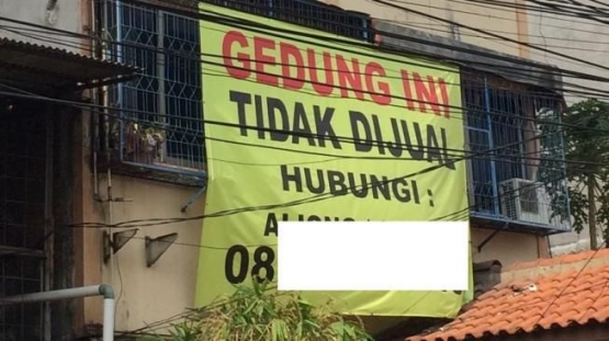 Gedung tidak dijual, tetapi narahubung minta dihubungi (Sumber: Twitter)