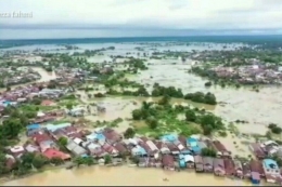 Kondisi banjir di Kalimantan Selatan dilihat dari drone, sumber foto: antaranews.com