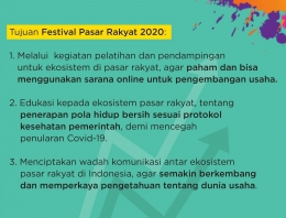 Tujuan Festival Pasar Rakyat 2020. Sumber FB Adira Finance