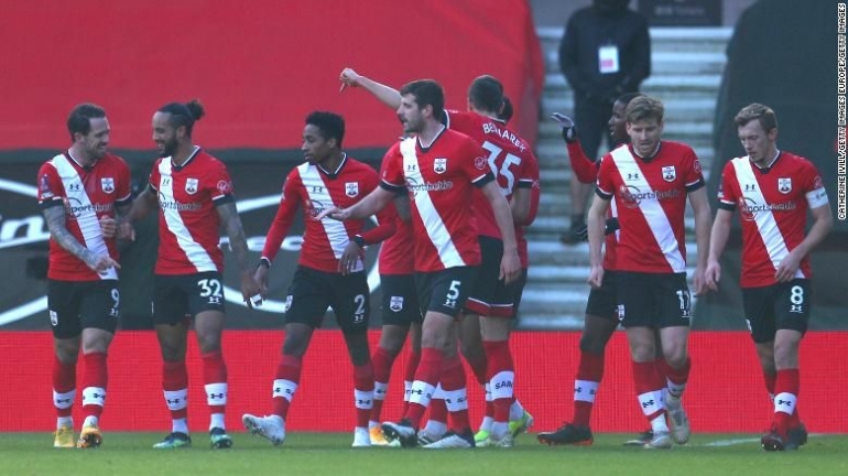 Kebahagiaan para pemain Southampton setelah menyingkirkan Arsenal di babak ke empat Piala FA. Foto: George Ramsay, CNN.com
