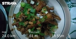 Waktu tempuh di strava lama karena 30 menitnya makan bubur ayam berceker hehehe (Dokpri)
