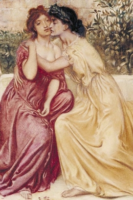 Lesbian paling terkenal sepanjang sejarah, si dewi kesenian Sappho of Lesbos (kiri), yang bersama sesama perempuan menikmati musik, traveling, puisi dan cinta (foto: www.pinterest.fr).