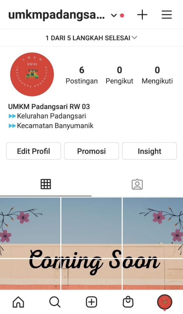 Akun instagram UMKM RW 03 Kelurahan Padangsari Kecamatan Banyumanik