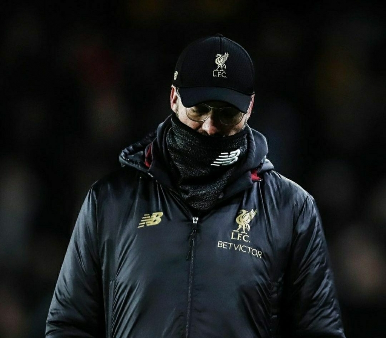 Ekspresi Klopp pada saat Liverpool ditundukkan Wolves pada putaran ketiga Piala FA musim 2018/2019 | Dokumen Instagram @brfootball