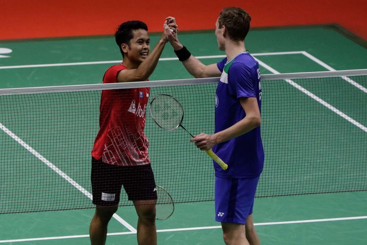 Momen pertemuan Ginting vs Axelsen di Indonesia Masters 2020 di Istora Senayan, Jakarta:KOMPAS.COM/KRISTIANTO PURNOMO