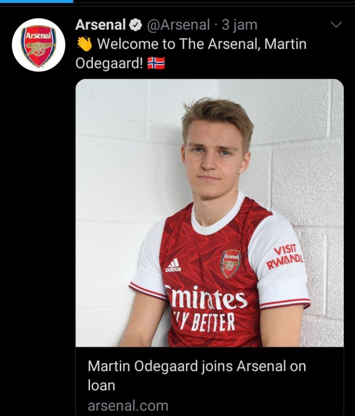Martin Odegaard/@Arsenal/Twitter