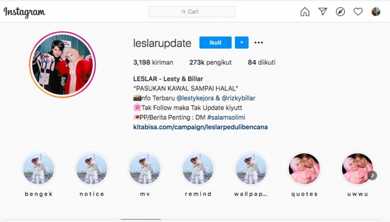 Akun Instagram @leslarupdate