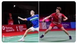 Viktor Axelsen dan Anders Antonsen (merah): kolase foto dari https://twitter.com/BadmintonTalk