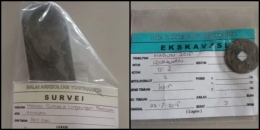 Contoh label survei dan label ekskavasi (Foto: Balai Arkeologi DI Yogyakarta)