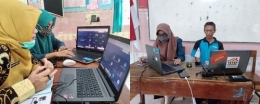 Mahasiswa KKN membantu guru-guru yang kesulitan dalam proses pembelajaran daring via Google Meet di SMP Negeri 2 Cilacap (dokrpi)
