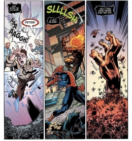Peter Parker mengalami kecelakaan yang mengubahnya menjadi Spiders-Man (sumber: scans-daily.dreamwidth.org)