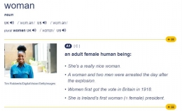 Definisi woman | Gambar: Tangkapan layar dictionary.cambridge.org